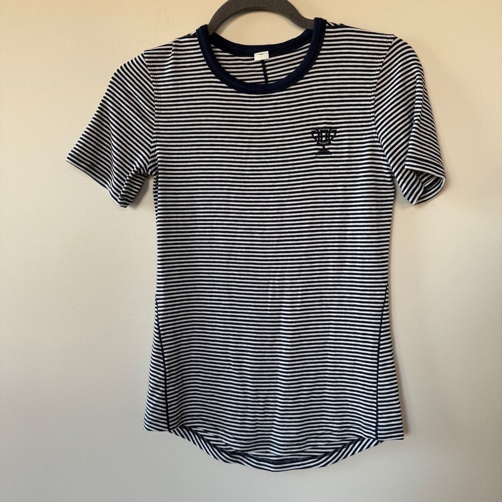 Lululemon Hold Tight Short-Sleeve Striped Shirt with added embroidery - Picture 1 of 10